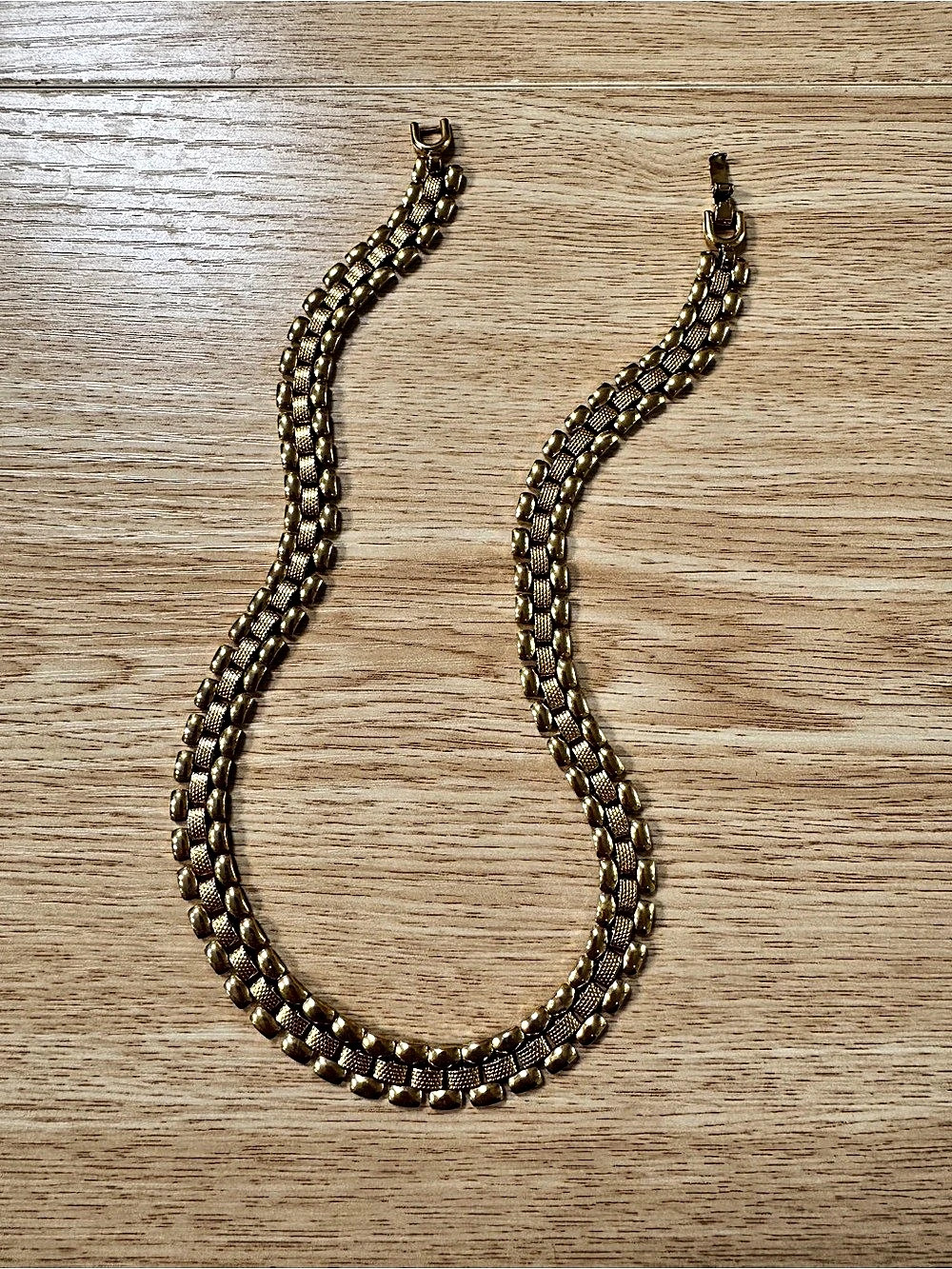 Vintage 1980s MONET Gold Tone Triple Row Statement Collar Necklace 16”